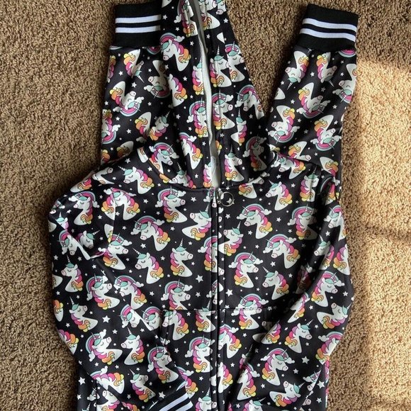 Lola + The Boys Other - NEW NWT Lola and the Boys Midnight Unicorn 1pc Hooded Outfit Romper Youth 10